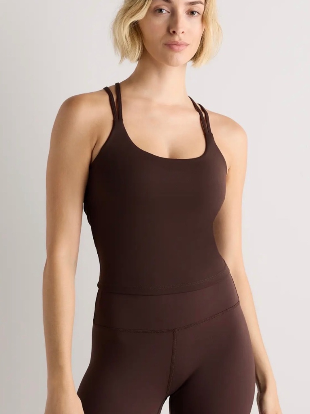 Quince Ultra-Form Strappy Bra Tank, Espresso, M